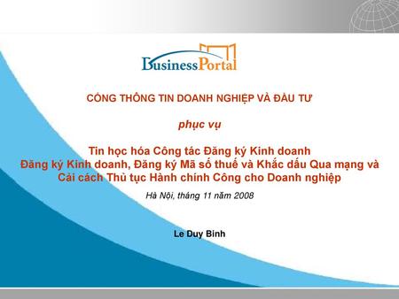 Hà Nội, tháng 11 năm 2008 Le Duy Binh