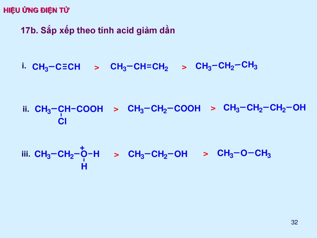 17b. Sắp xếp theo tính acid giảm dần