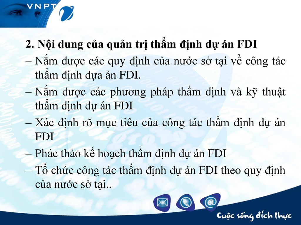 2. Nội dung của quản trị thẩm định dự án FDI