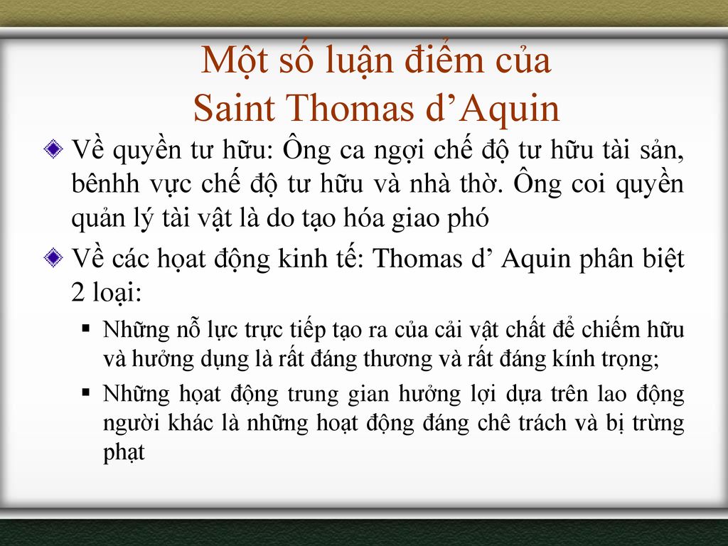 Một số luận điểm của Saint Thomas d’Aquin