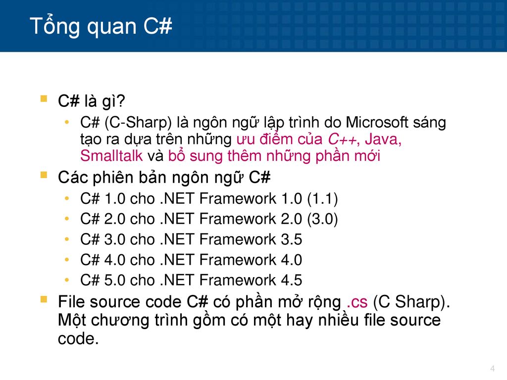 Tổng quan C# C# là gì Các phiên bản ngôn ngữ C#