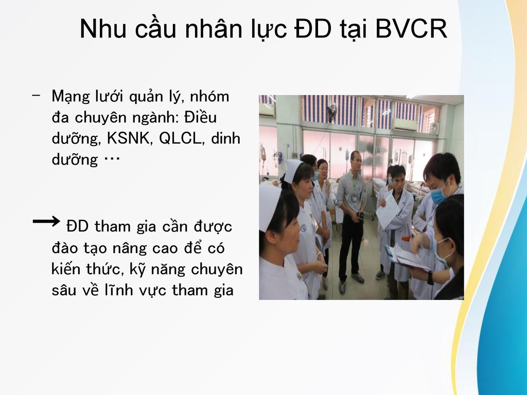 Nhu cầu nhân lực ĐD tại BVCR