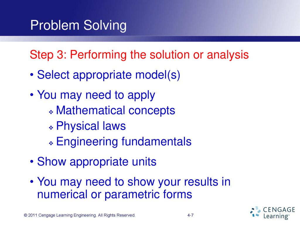 Problem Solving Step 3: Performing the solution or analysis