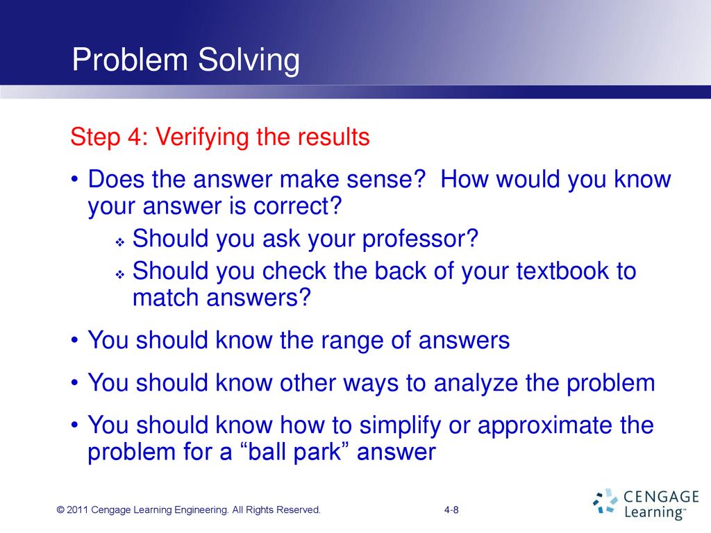 Problem Solving Step 4: Verifying the results