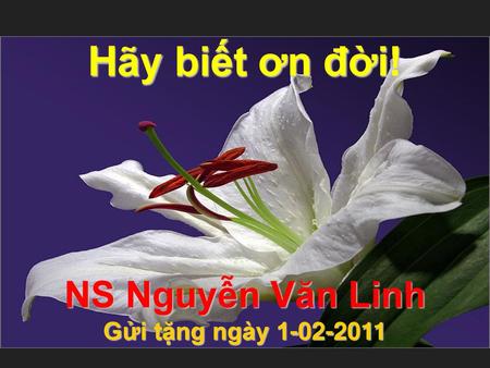 Hãy biết ơn đời! NS Nguyễn Văn Linh Gửi tặng ngày 1-02-2011.