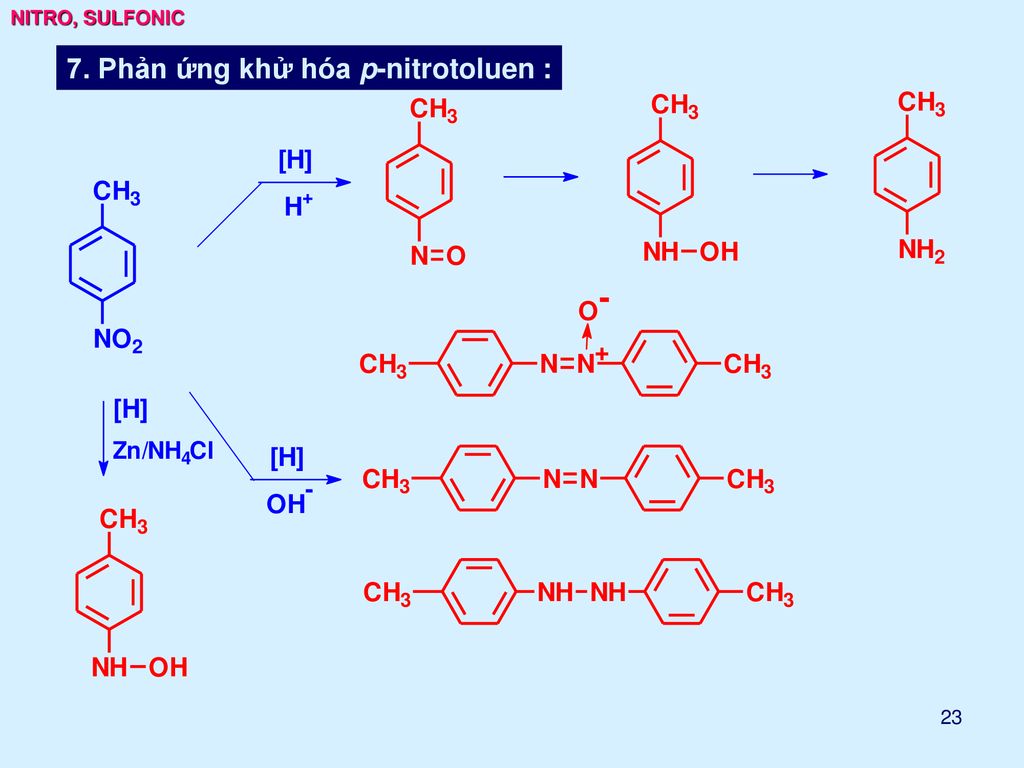 7. Phản ứng khử hóa p-nitrotoluen :