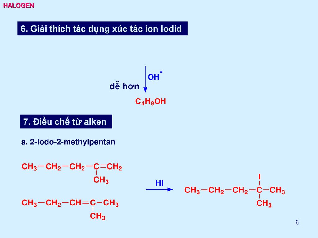 6. Giải thích tác dụng xúc tác ion Iodid