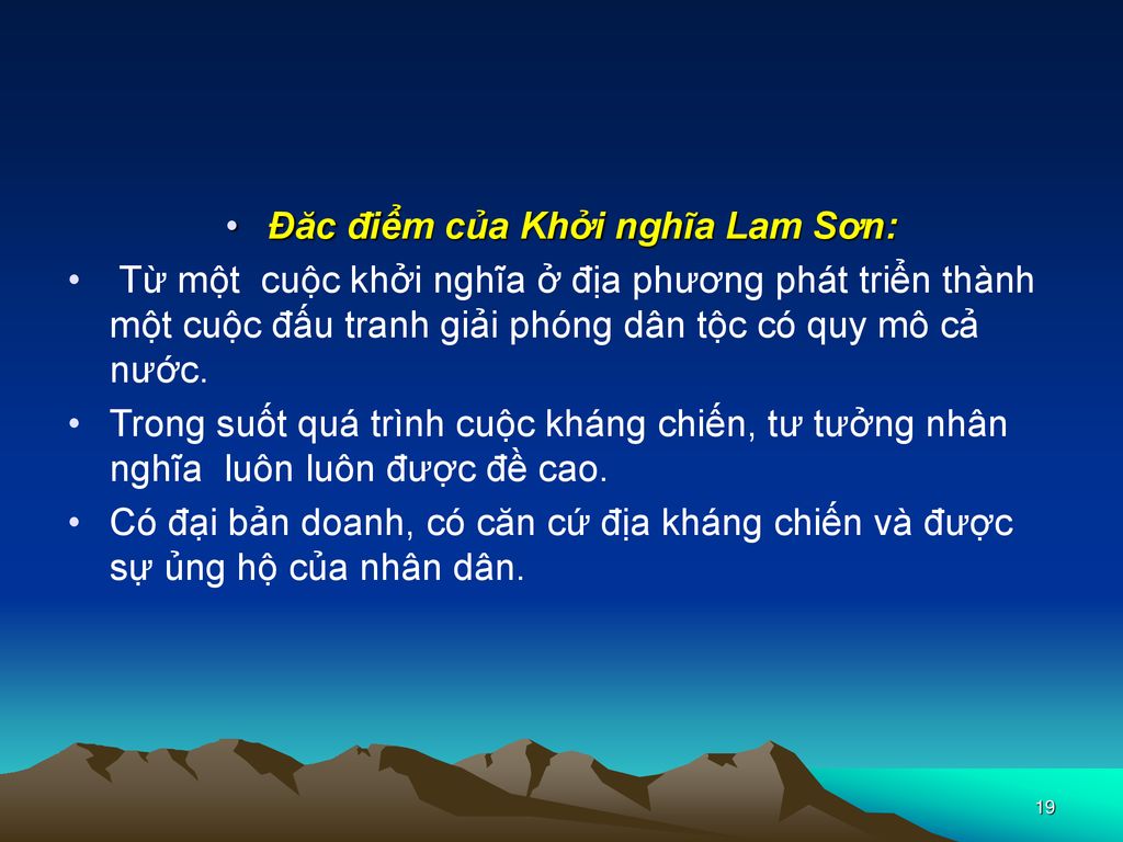 Đăc điểm của Khởi nghĩa Lam Sơn: