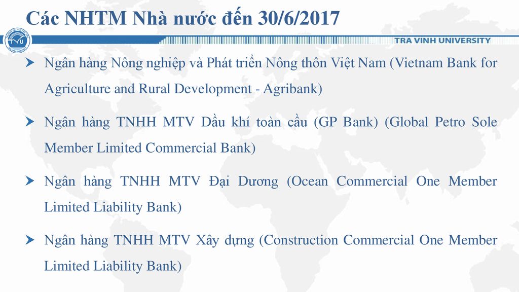 Các NHTM Nhà nước đến 30/6/2017