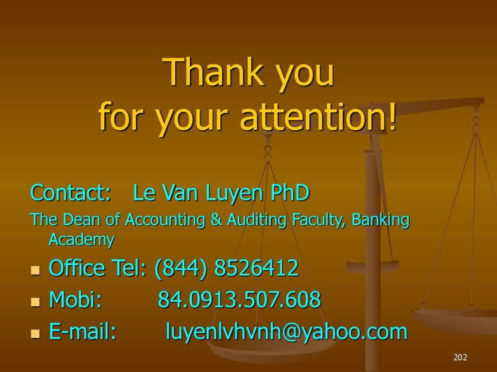 Thank you for your attention! Contact: Le Van Luyen PhD