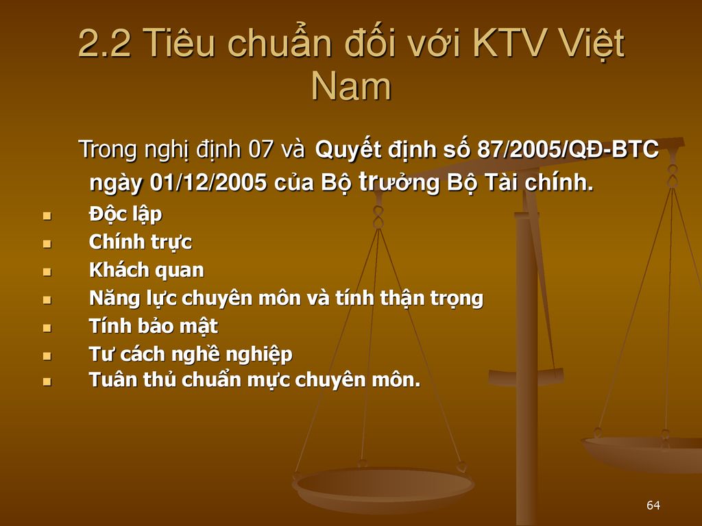 2.2 Tiêu chuẩn đối với KTV Việt Nam