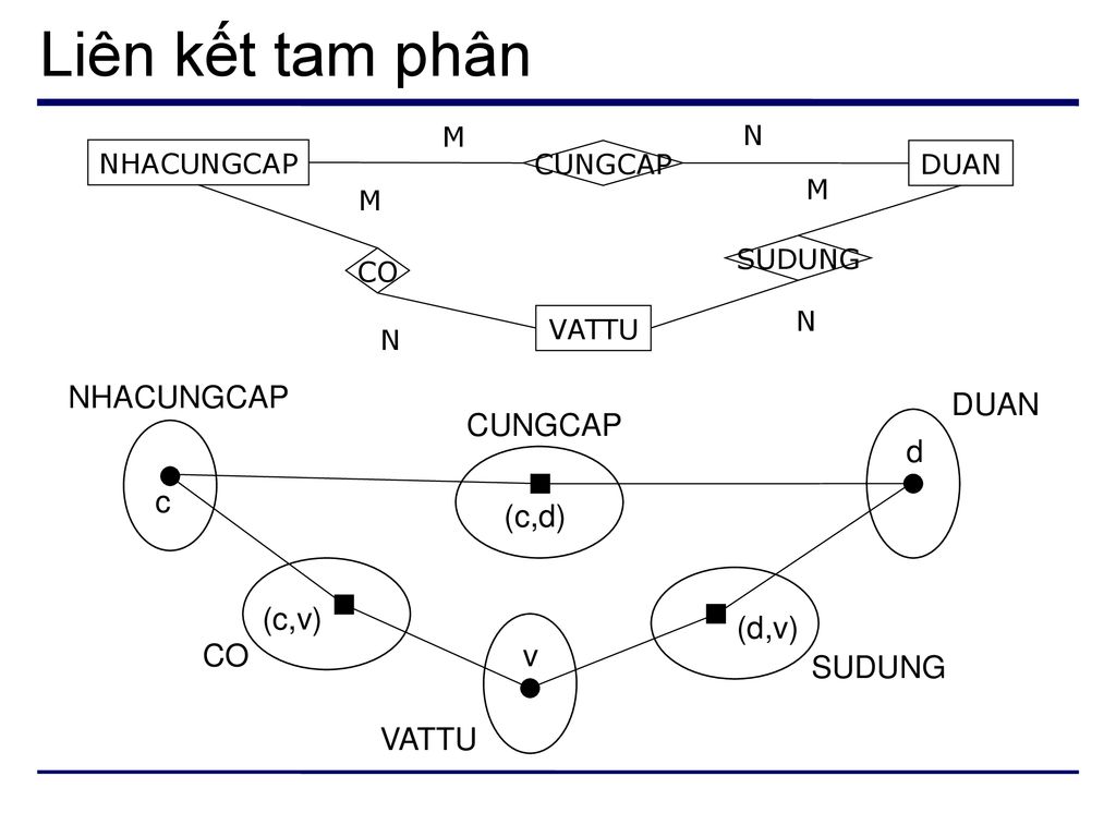 Liên kết tam phân NHACUNGCAP DUAN CUNGCAP d c (c,d) CO SUDUNG (c,v)
