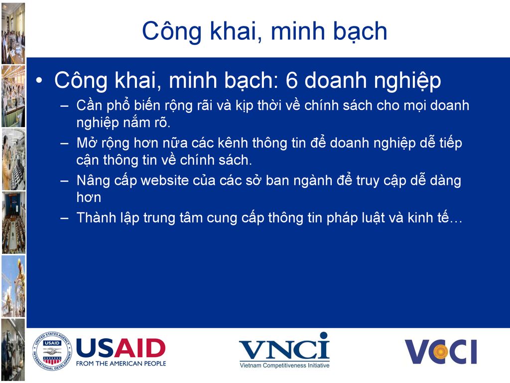 Công khai, minh bạch Công khai, minh bạch: 6 doanh nghiệp