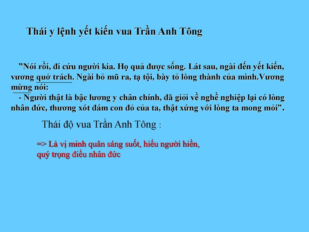 Thái y lệnh yết kiến vua Trần Anh Tông