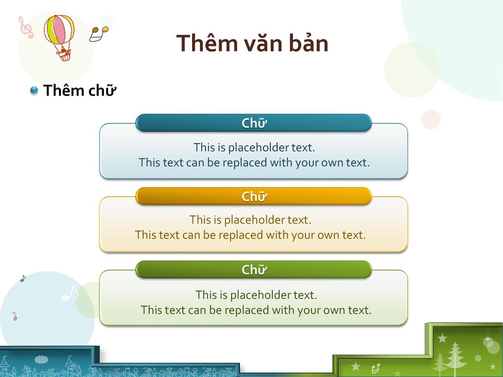 Thêm văn bản Thêm chữ Chữ Chữ Chữ This is placeholder text.