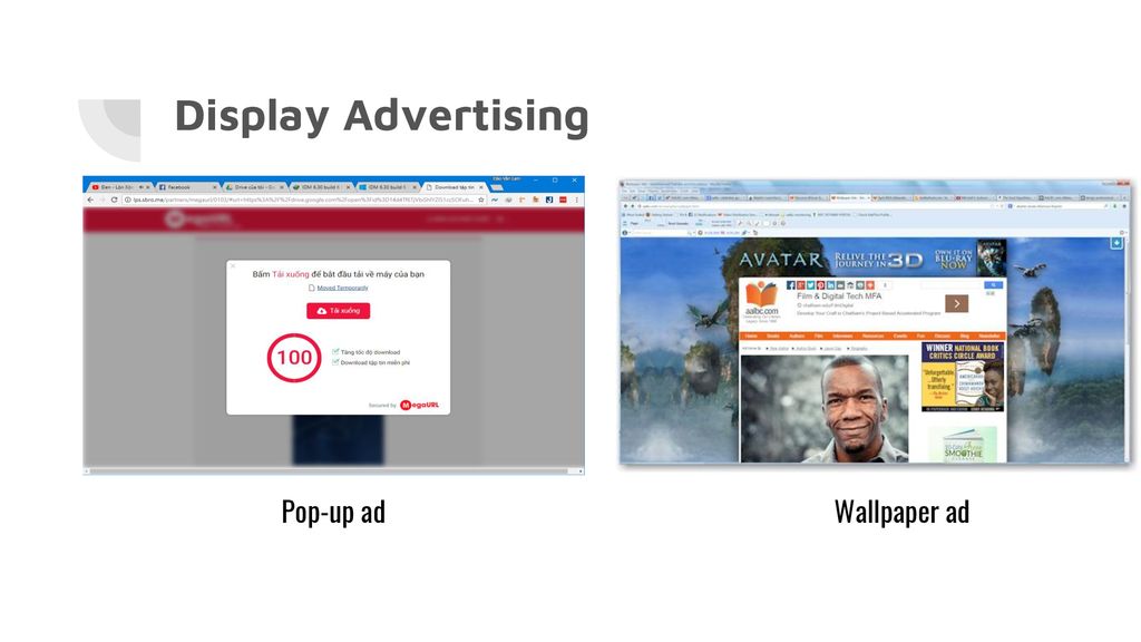 Display Advertising Wallpaper ad Pop-up ad