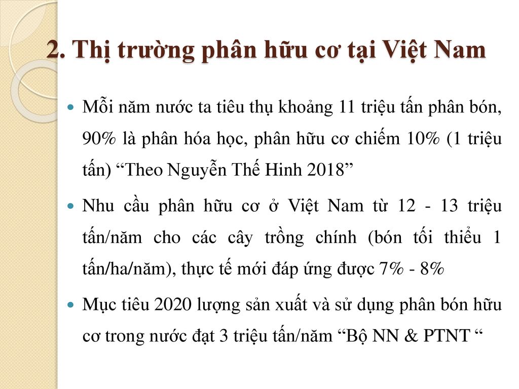 2. Thị trường phân hữu cơ tại Việt Nam