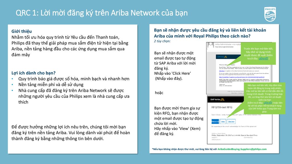 QRC 1: Lời mời đăng ký trên Ariba Network của bạn