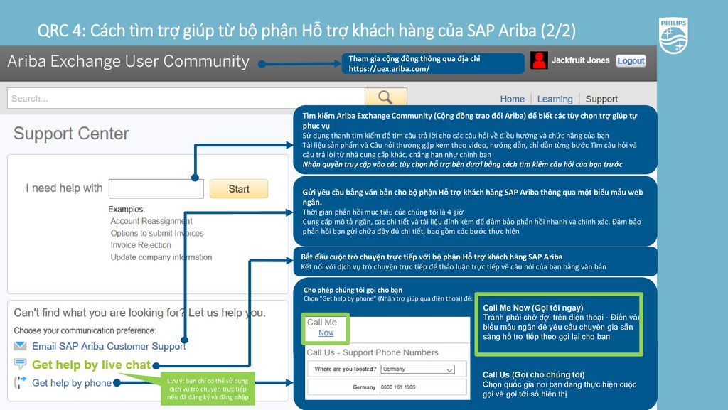 QRC 4: Cách tìm trợ giúp từ bộ phận Hỗ trợ khách hàng của SAP Ariba (2/2)