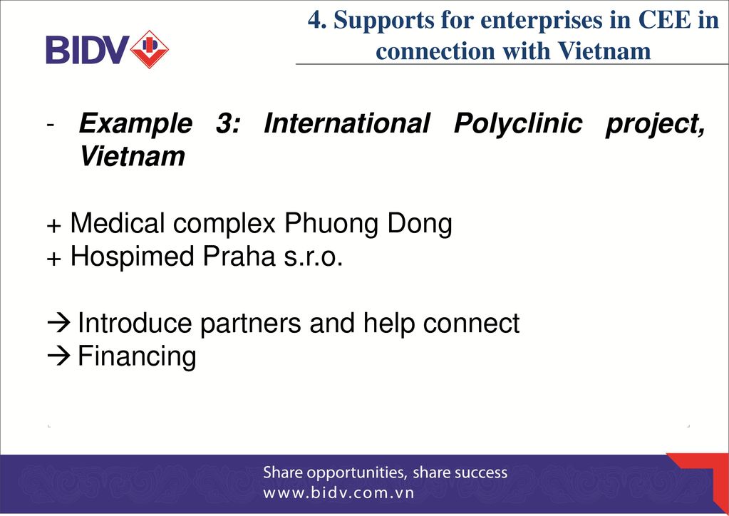 4. Supports for enterprises in CEE in connection with Vietnam