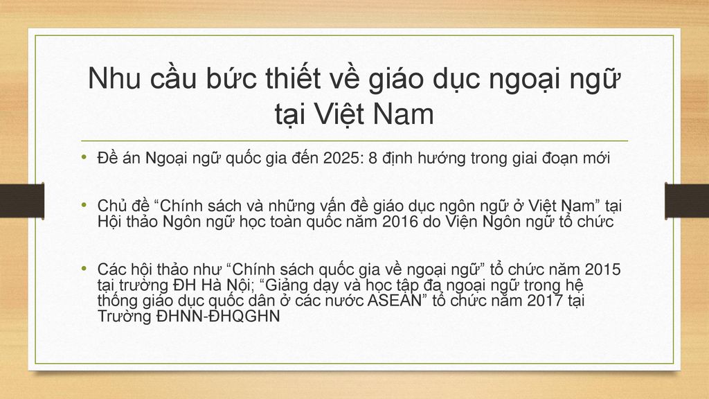 Nhu cầu bức thiết về giáo dục ngoại ngữ tại Việt Nam