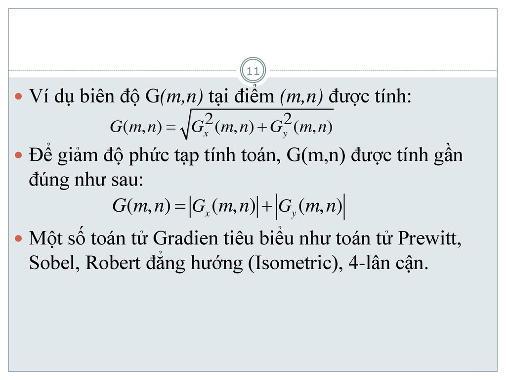 Ví dụ biên độ G(m,n) tại điểm (m,n) được tính: