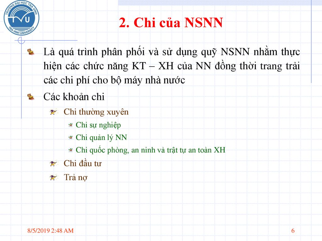 2. Chi của NSNN