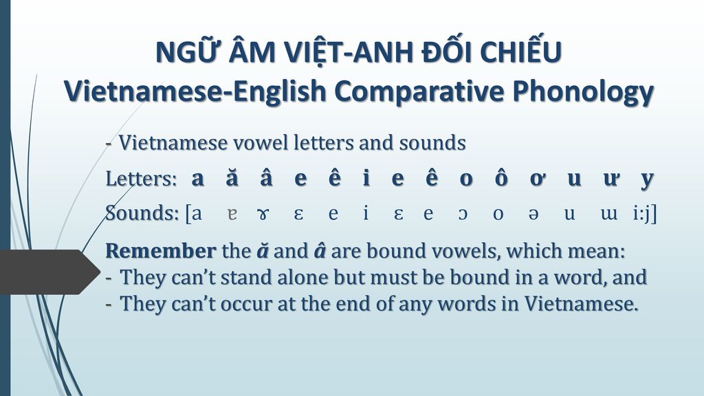 NGỮ ÂM VIỆT-ANH ĐỐI CHIẾU Vietnamese-English Comparative Phonology
