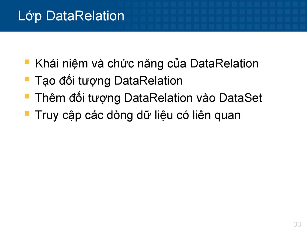 Lớp DataRelation Khái niệm và chức năng của DataRelation