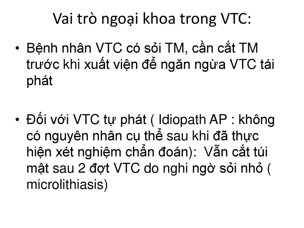 Vai trò ngoại khoa trong VTC: