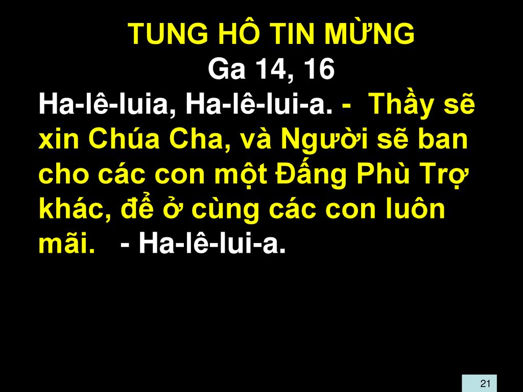 TUNG HÔ TIN MỪNG Ga 14, 16.
