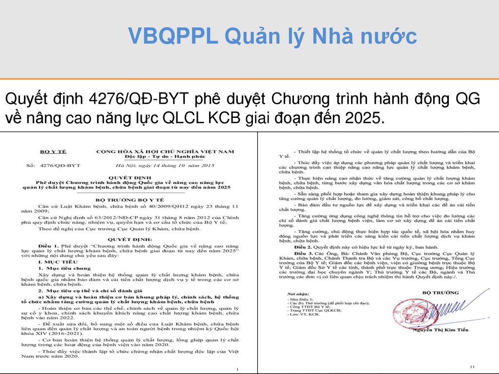 VBQPPL Quản lý Nhà nước Quyết định 4276/QĐ-BYT phê duyệt Chương trình hành động QG về nâng cao năng lực QLCL KCB giai đoạn đến