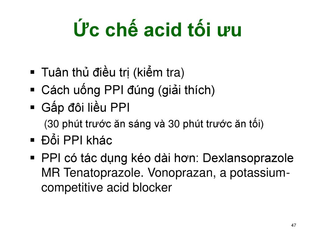 Ức chế acid tối ưu Tuân thủ điều trị (kiểm tra)