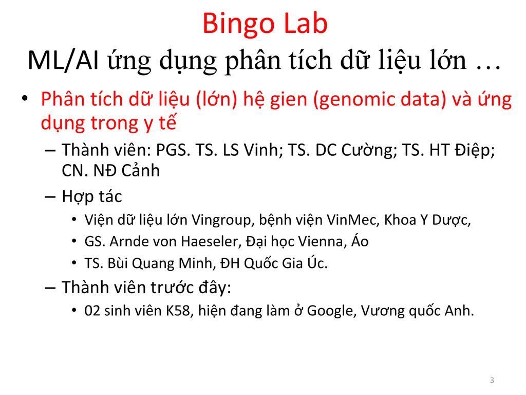 Bingo Lab ML/AI ứng dụng phân tích dữ liệu lớn …