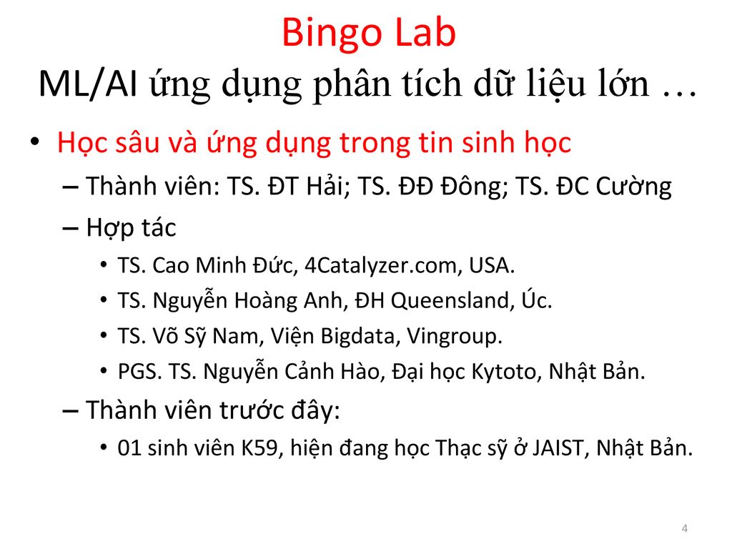 Bingo Lab ML/AI ứng dụng phân tích dữ liệu lớn …